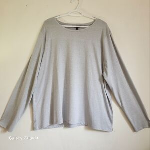 Talbots...Gray Silv Metalic Long Sleeve Top